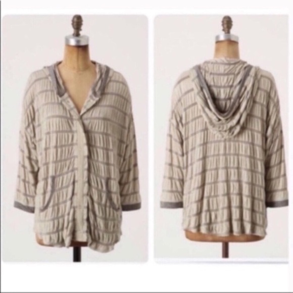 Anthropologie Jackets & Blazers - Anthropologie Tiny Banded Cirrus Hoodie Knit Jacket Cream Gray Medium